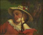 Gustave Courbet Woman with Flowers in her Hat oil painting on canvas